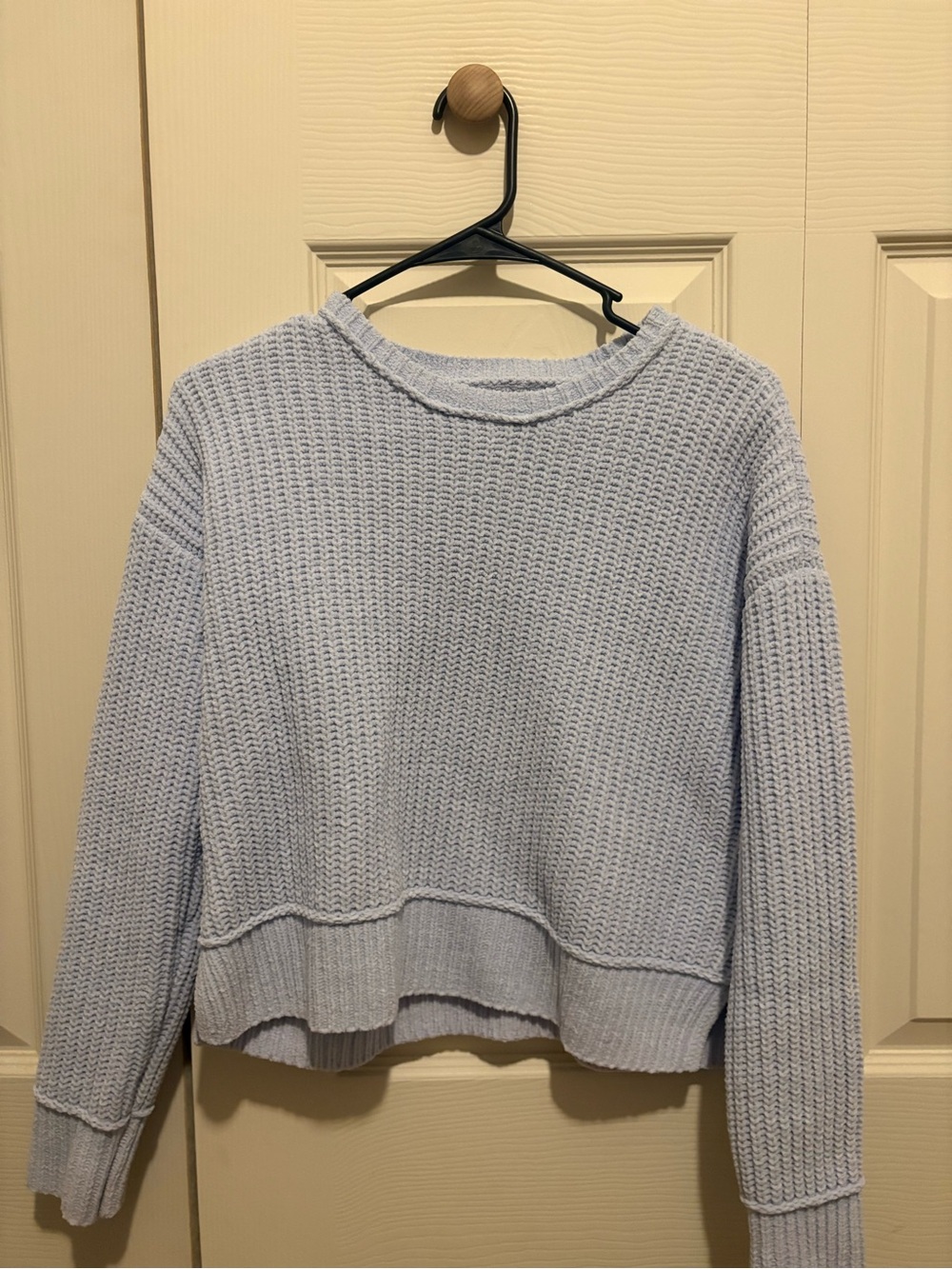 Aeropostale Pastel Blue Waffle Knit Crew Sweater